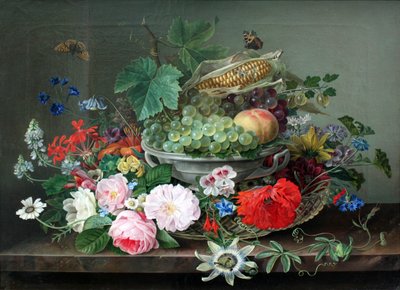 Stillleben mit Obstkorb von Gottfried Wilhelm Voelcker